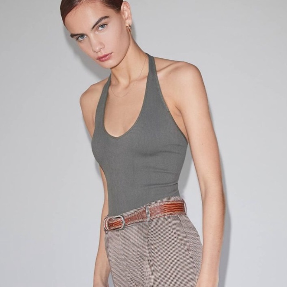 Urban Outfitters Out From Under Seamless Halter Top Size Small Army Green